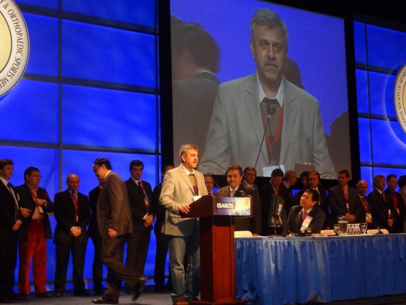 Speaking as President Indian Association of Sports Medicine at ISAKOS, Toronto, Canada